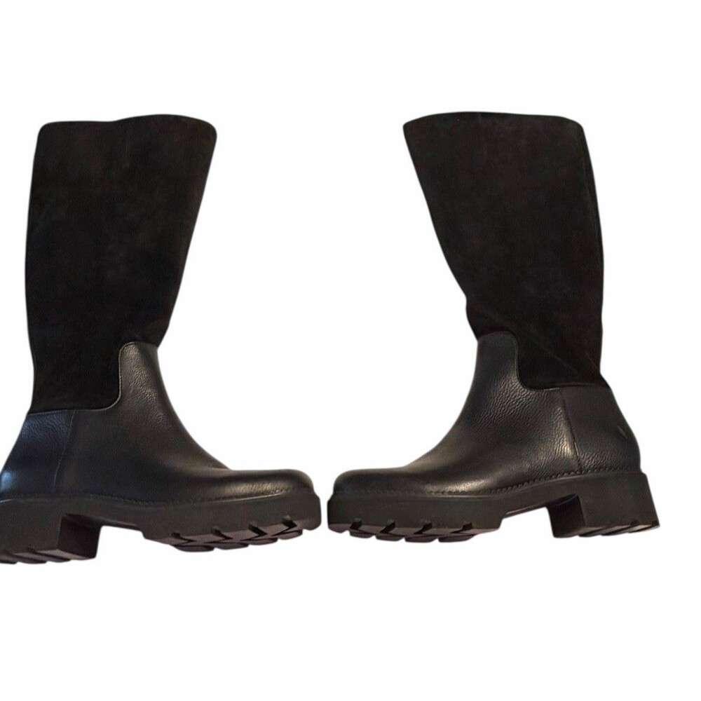 Vionic Fallbroo Womens Black Suede Water resistant Tall boot Black Leather US 10